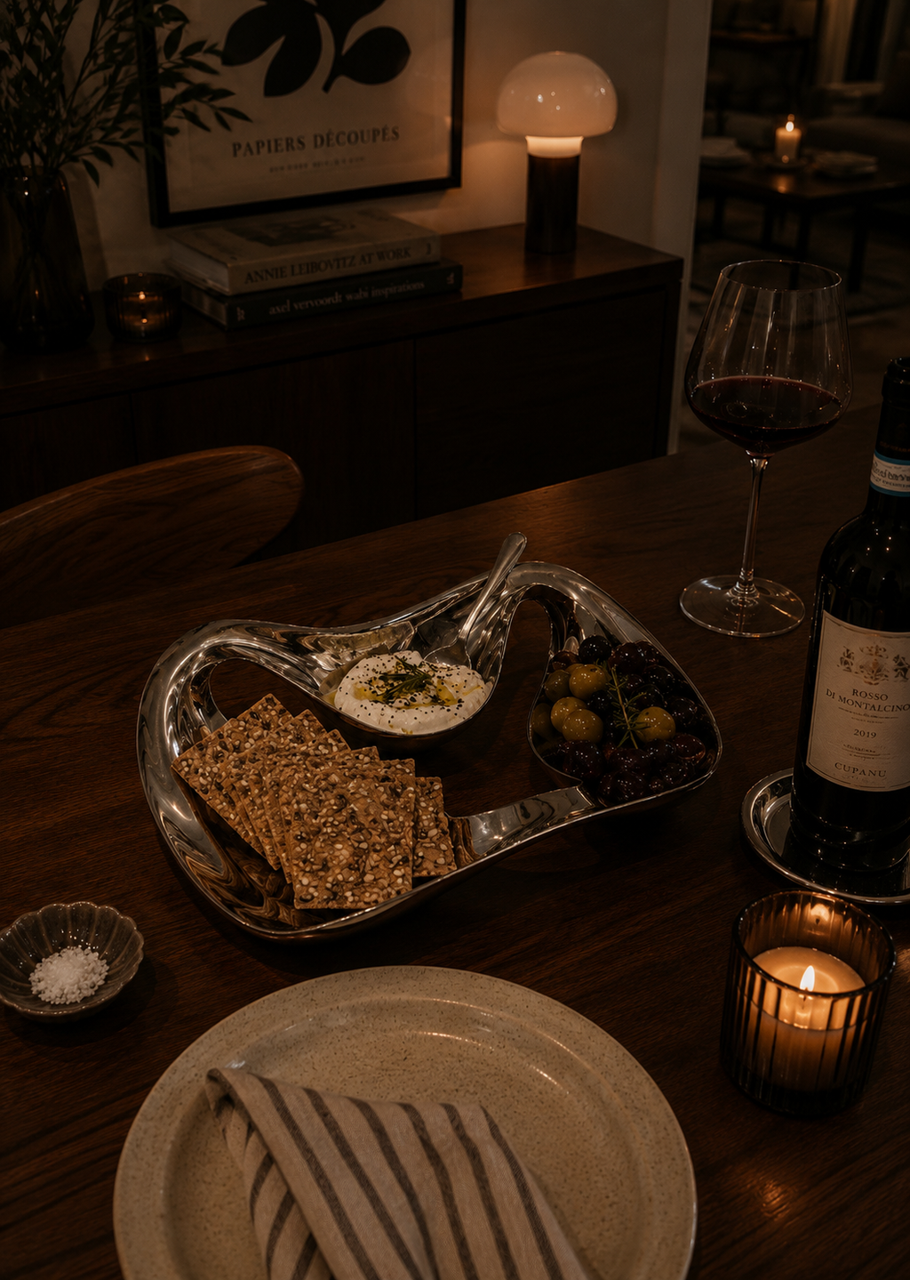 Chrome Fluid Serving Plate