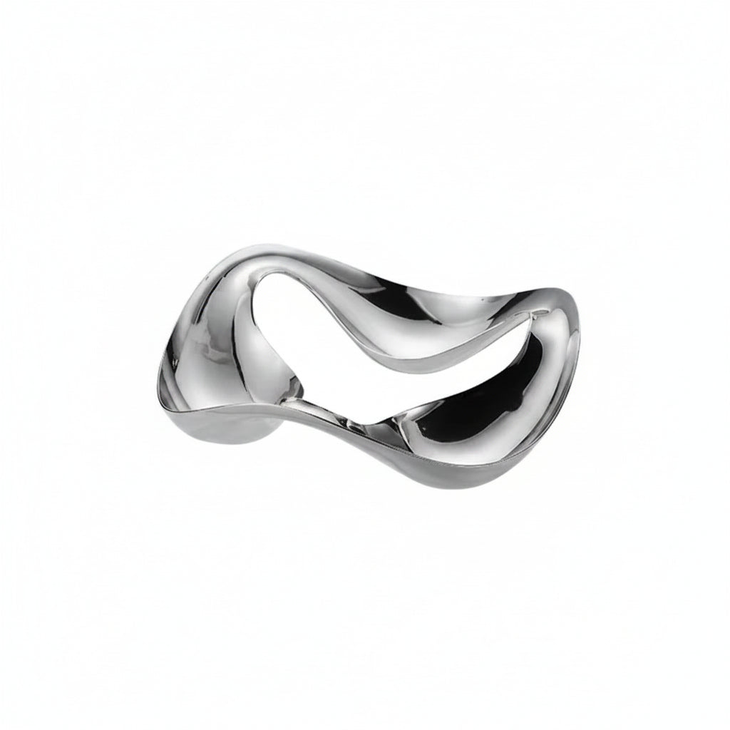 Chrome Fluid Serving Plate